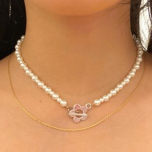 HANDMADE flower toggle clasp necklace